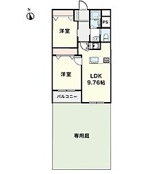 小金井第2コーポラス 2LDKの間取図画像