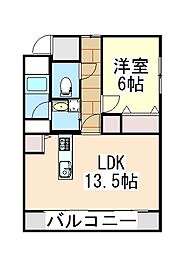 西宮スカイハイツ 1LDKの間取図画像