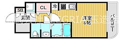 レジュールアッシュ長堀通南 ワンルームの間取図画像