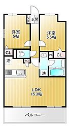 サンシエロ東今里 2LDKの間取図画像