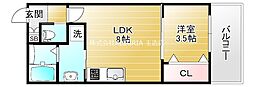レジデンスコート森ノ宮 1LDKの間取図画像