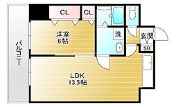 グランデージ新深江 1LDKの間取図画像