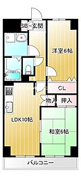 ホワイトマーブル 2LDKの間取図画像