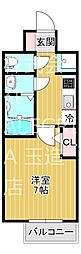 プラ・ディオ新深江 1Kの間取図画像