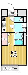 レジュールアッシュ玉造 1Kの間取図画像