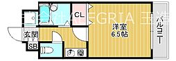 グランデージ今里 1Kの間取図画像