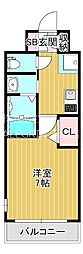 Luxe大阪城南 1Kの間取図画像