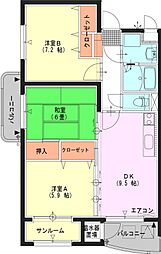 ビュー・サンポエム 3DKの間取図画像