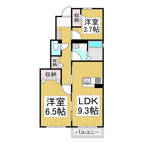 ウィズハイム本町　1F ｜長野県茅野市本町西(賃貸アパート2LDK・1階・47.00㎡)の写真 その2