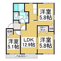 Prendre　A  ｜ 長野県諏訪郡下諏訪町（賃貸アパート3LDK・1階・62.00㎡） その2