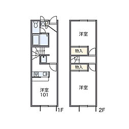 レオパレスグランドゥール 2DKの間取図画像