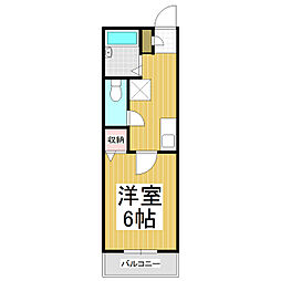 レジデンス923長地 4階1Kの間取り