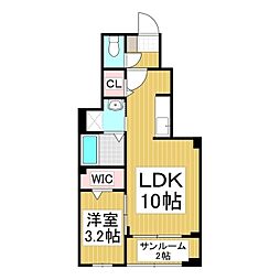 フィールドヒル　茅野 1階1LDKの間取り