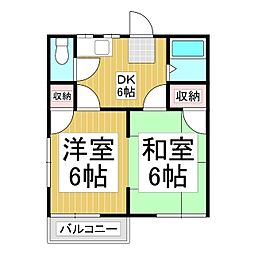 ブラボー50　？1 2階2DKの間取り