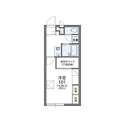 レオパレスコート柴宮 2階1Kの間取り