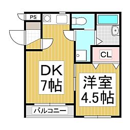 ハイツ原 1階1DKの間取り