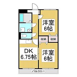 マンショングランヴェール　2号館 2階2DKの間取り