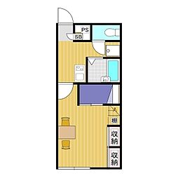 レオパレス圭 1Kの間取図画像