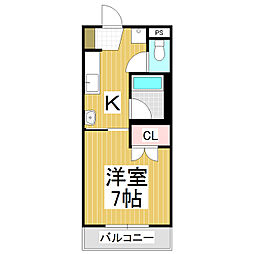 パステルローズ 1Kの間取図画像