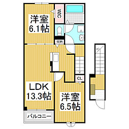 ペニー・レイン 2LDKの間取図画像