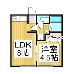 宮坂ハイツ 1LDKの間取図画像