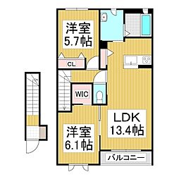 メゾンド松原 2LDKの間取図画像