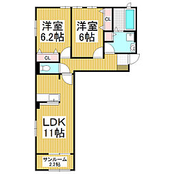 カーサコスモ1 2LDKの間取図画像