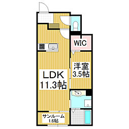 ル・ボナール 1LDKの間取図画像