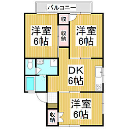 ビラ中洲 3DKの間取図画像