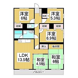 ハイム八ヶ岳 5LDKの間取図画像