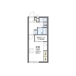 レオパレスくずい2 1Kの間取図画像