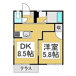 あやめコーポ 1DKの間取図画像