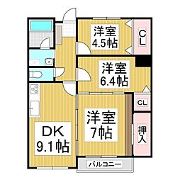 レスコ高島 3DKの間取図画像