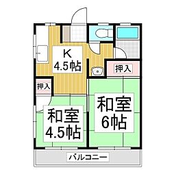 コーポ大和 2Kの間取図画像