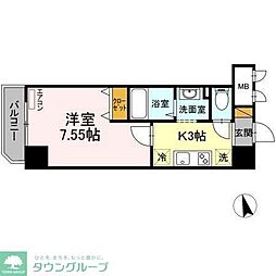 JR総武線 西船橋駅 徒歩5分の賃貸マンション 7階1Kの間取り
