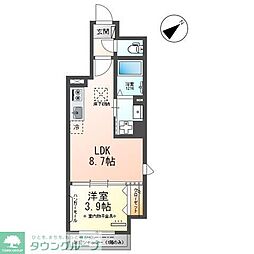 ピーニャ市川 1階1LDKの間取り