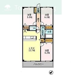 ベルサンモール 7階3LDKの間取り