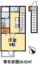 アンシャンテ（本八幡） 2階1Kの間取り