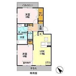 AlbaGrande(アルバグランデ) 1階2LDKの間取り