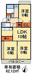 ヴェル学園前 3階3LDKの間取り