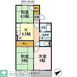 コーポラスクレイン 202 2階3Kの間取り