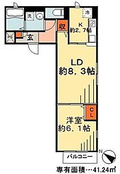 東京メトロ東西線 行徳駅 徒歩13分の賃貸アパート 2階1LDKの間取り