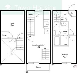 タウンカテッジ行徳 1階1LDKの間取り