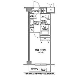 市川妙典レジデンス 1階1Kの間取り
