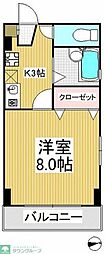 カーサフローラ 2階1Kの間取り