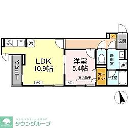 D-ZEST 1階1LDKの間取り