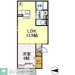 プレミール　カメゾン 2階1LDKの間取り