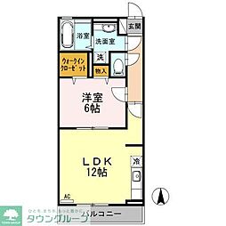 AROUSE 2階1LDKの間取り