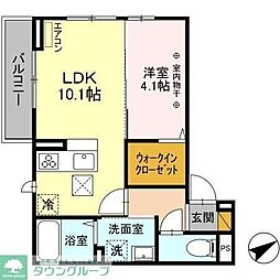 ノールヴィラージュII 1階1LDKの間取り