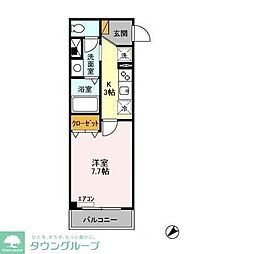 ラ・ファウンテン 3階1Kの間取り